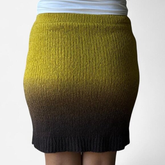 Free People Pull-On Fade Away Knit Sweater Skirt Alpaca Wool Blend Yellow/Brown - Picture 3 of 8